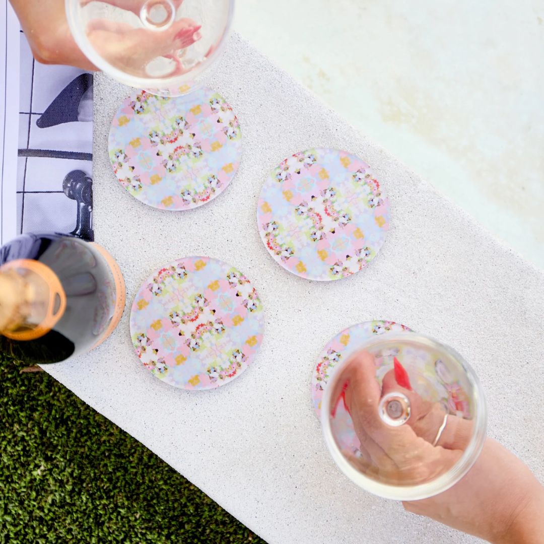 Pink Acrylic Coasters Set of 2
