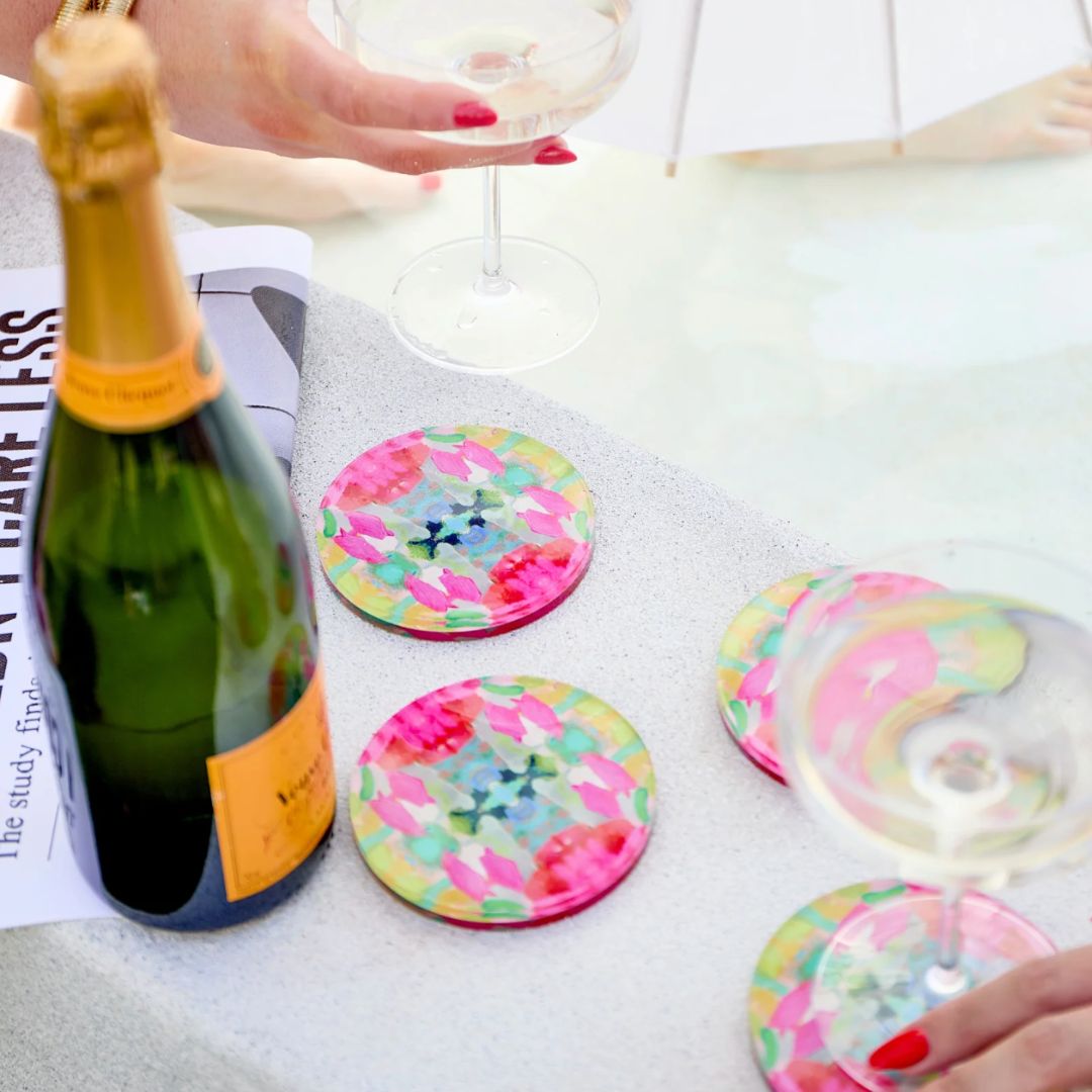 Pink Paradise Acrylic Coasters, Set of 2