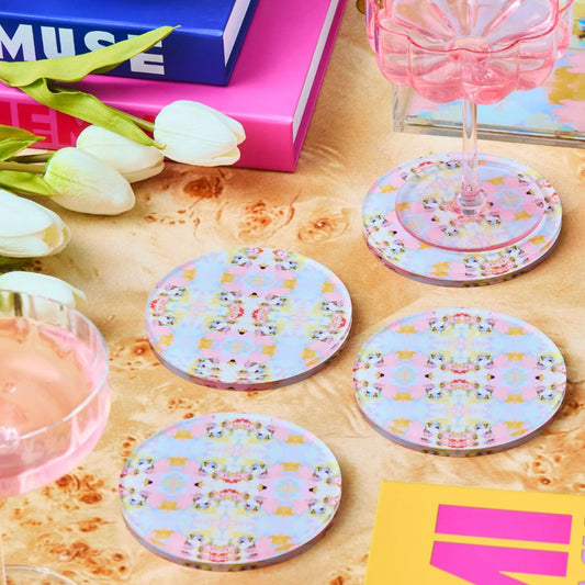 Pink Acrylic Coasters  Set of 2