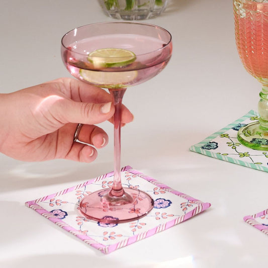 Pink Canvas Coasters - (Set of 4)