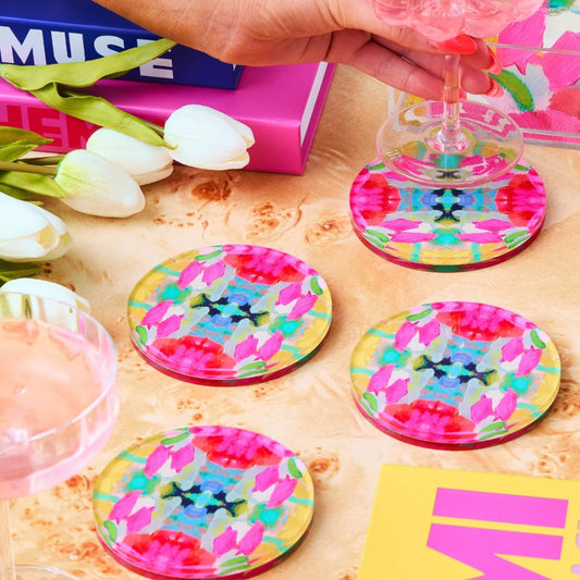 Pink Paradise Acrylic Coasters, Set of 2